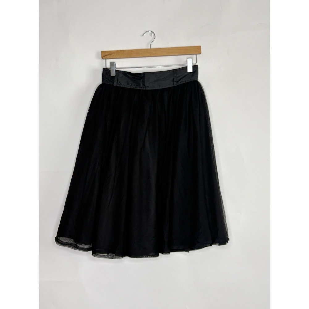 eShakti Black Tulle Knee Midi Skirt Womens 10 A-Line Pockets Ballet Party Goth